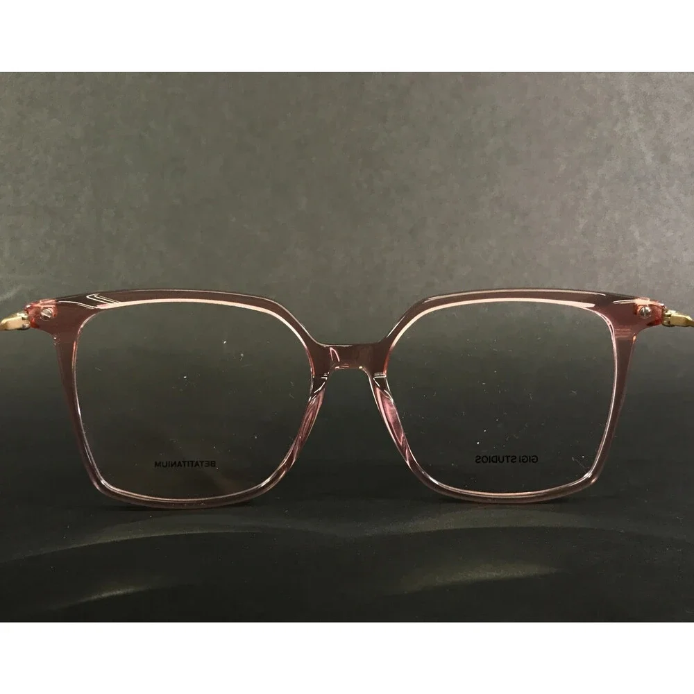 Gigi Studios Eyeglasses Frames AMARA GS8002/050 Clear Pink Matte Gold 55-16-145